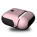 Frosted Rubber Paint + PC Bluetooth Earphones Case Anti-lost Storage Bag for Apple AirPods 1/2(Pink)