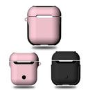 Frosted Rubber Paint + PC Bluetooth Earphones Case Anti-lost Storage Bag for Apple AirPods 1/2(Pink)