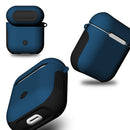 Frosted Rubber Paint + PC Bluetooth Earphones Case Anti-lost Storage Bag for Apple AirPods 1/2(Blue)
