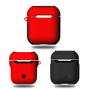 Frosted Rubber Paint + PC Bluetooth Earphones Case Anti-lost Storage Bag for Apple AirPods 1/2(Red)