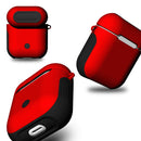 Frosted Rubber Paint + PC Bluetooth Earphones Case Anti-lost Storage Bag for Apple AirPods 1/2(Red)