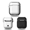 Frosted Rubber Paint + PC Bluetooth Earphones Case Anti-lost Storage Bag for Apple AirPods 1/2(White)