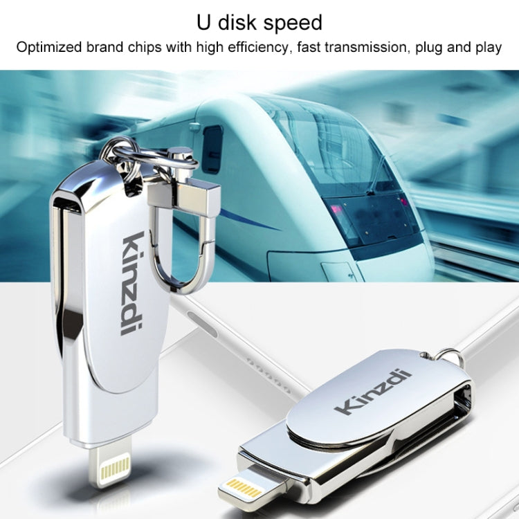 Kinzdi 256GB USB 2.0 + 8 Pin Interface Metal Twister Flash U Disk (Silver)