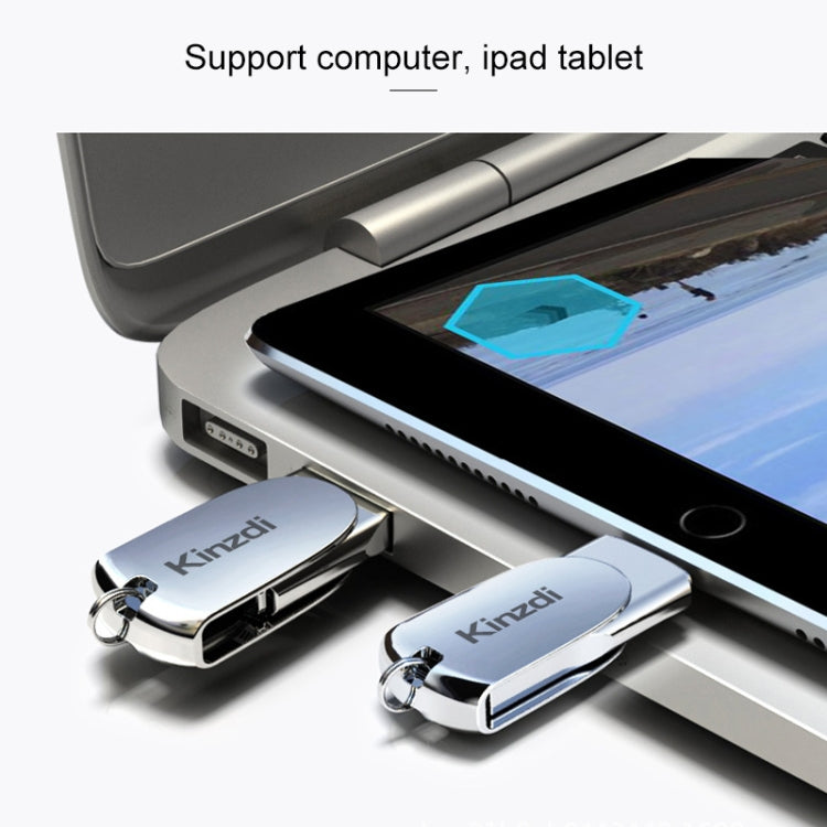 Kinzdi 256GB USB 2.0 + 8 Pin Interface Metal Twister Flash U Disk (Silver)