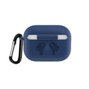 For AirPods Pro Silicone Flip Cover Earphone Protective Case with Anti-drop Buckle(Dark Blue)