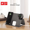 ROCK 3 in 1 Leather Portable Folding Wireless Charger for iPhone + iWatch + AirPods (Green)