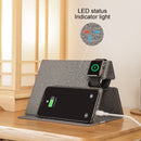 ROCK 3 in 1 Leather Portable Folding Wireless Charger for iPhone + iWatch + AirPods (Grey)