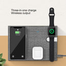 ROCK 3 in 1 Leather Portable Folding Wireless Charger for iPhone + iWatch + AirPods (Grey)