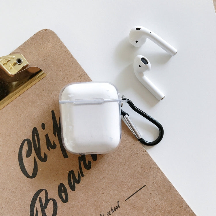For AirPods 1 / 2 High Transparent TPU Earphone Protective Case with Hook(Transparent)