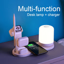WS6 10W 2 USB Ports + USB-C / Type-C Port Multi-function Desk Lamp + Qi Wireless Charging Charger (Pink)