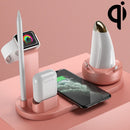 WS7 10W 2 USB Ports + USB-C / Type-C Port Multi-function Desk Lamp + Qi Wireless Charging Charger (Pink)