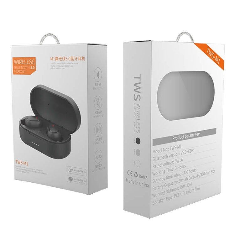 TWS-M1 TWS Bluetooth Earphone with Magnetic Charging Box, Support Memory Connection & Call & Battery Display Function(Pink)