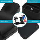 Q12 3 in 1 Quick Wireless Charger for iPhone, Apple Watch, AirPods and other Android Smart Phones(Black)
