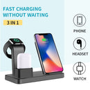 Q12 3 in 1 Quick Wireless Charger for iPhone, Apple Watch, AirPods and other Android Smart Phones(Grey)