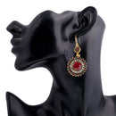 2 Pairs Ethnic Sun Flower Style Rhinestone Earrings Long Earbobs(Gold+Red)