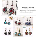 2 Pairs Ethnic Sun Flower Style Rhinestone Earrings Long Earbobs(Gold+Red)