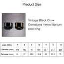 Europe and America Style Punk Gothic Retro Black Onyx Gemstone Men Titanium Steel Ring, US Size: 7, Diameter: 17.4mm, Perimeter: 55mm(Gold)