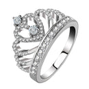 Princess Queen Crown-shaped Platinum Plated Zircon Ring, US Size: 9, Diameter: 18.9mm, Perimeter: 59.5mm(Silver)
