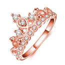 Princess Queen Crown-shaped Rose Gold Plated Zircon Ring, US Size: 5, Diameter: 15.7mm, Perimeter: 49.3mm(Rose Gold)