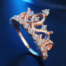 Princess Queen Crown-shaped Rose Gold Plated Zircon Ring, US Size: 5, Diameter: 15.7mm, Perimeter: 49.3mm(Rose Gold)