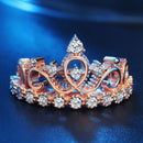 Princess Queen Crown-shaped Rose Gold Plated Zircon Ring, US Size: 5, Diameter: 15.7mm, Perimeter: 49.3mm(Rose Gold)