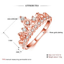 Princess Queen Crown-shaped Rose Gold Plated Zircon Ring, US Size: 5, Diameter: 15.7mm, Perimeter: 49.3mm(Rose Gold)