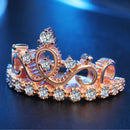 Princess Queen Crown-shaped Rose Gold Plated Zircon Ring, US Size: 10, Diameter: 19.8mm , Perimeter: 62.1mm(Rose Gold)