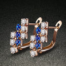 1 Pair Of 18 k Gold Irregular Geometrical Sterling Silver Crystal Stud Earring For Women, 21*9 mm(Blue)