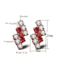 1 Pair Of 18 k Gold Irregular Geometrical Sterling Silver Crystal Stud Earring For Women, 21*9 mm(red)