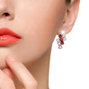 1 Pair Of 18 k Gold Irregular Geometrical Sterling Silver Crystal Stud Earring For Women, 21*9 mm(red)