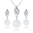 Set Jewelry (1 Pair Earrings and 1 PCS Necklace Included) Chic Pearl and Rhinestone Pendant Necklace and Earrings