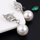 Set Jewelry (1 Pair Earrings and 1 PCS Necklace Included) Chic Pearl and Rhinestone Pendant Necklace and Earrings