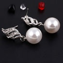 Set Jewelry (1 Pair Earrings and 1 PCS Necklace Included) Chic Pearl and Rhinestone Pendant Necklace and Earrings