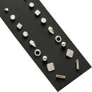 9 Pair Sets Assorted Multiple Stud Earrings Jewelry Set With Card For Women And Girls(Silver)