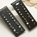 9 Pair Sets Assorted Multiple Stud Earrings Jewelry Set With Card For Women And Girls(Silver)