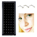 60 PCS Color Mixed Diamond Shape Stainless Steel Nose Stud Rings L Shaped Piercing Jewelry,Pin Length: 7mm, pin diameter: 0.6mm (White)