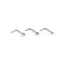 60 PCS Color Mixed Diamond Shape Stainless Steel Nose Stud Rings L Shaped Piercing Jewelry,Pin Length: 7mm, pin diameter: 0.6mm (White)