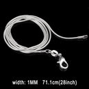 1MM Personality Fashion Silver Plated Snake Bone Chain(Silver length:28 inch)