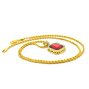 Hip Hop Mini Rhinestone Colorful Pendant Twist Necklace for Men(Gold and Red)