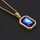 Hip Hop Mini Rhinestone Colorful Pendant Twist Necklace for Men(Gold and Blue)