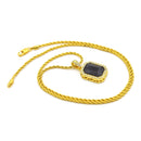 Hip Hop Mini Rhinestone Colorful Pendant Twist Necklace for Men(Gold and Black)