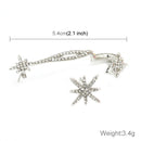 1 Pair Ladies Simple Fashion Flash Asymmetrical Star Snowflake Ear Clips(Silver)