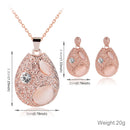 3 in 1 Women Fashion Beautiful Diamond-shape Droplet Type Necklace Earrings Jewelry Set