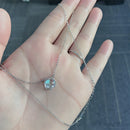S925 Sterling Silver Gradient Round Moonstone Clavicle Chain Nacklace Jewelry (Blue)
