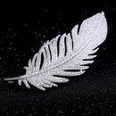 Simple Lady Feather Pattern High-grade Platinum Suits Corsage Brooch