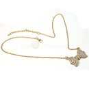 Diamond Bow Pendant Knot Necklace Golden Womens Girl Fashion Jewelry