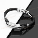 1x316 L Stainless Steel Black Rubber Bracelet Wristband Bangle Men's Jewelry Hot