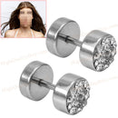 Men's Stainless Steel  Round Crystal Earring Men Woman Jewelly Ear Stud Gift