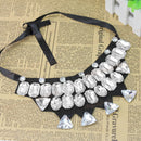 Fantastic Geometric Shiny Crystal Pendant Ribbon Chain Choker Collar Necklace