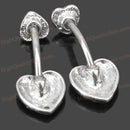 2pcs Diamond Heart-Shaped Thick Needle Stainless Steel Umbilical Ring Body